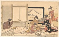 “Preparing Food for the Warbler,” from the album Men’s Stamping Dance (Otoko dōka, uguisu no esa suri) by Utamaro Kitagawa (1754–1806)