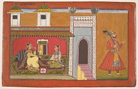 A Courtesan and Her Lover Estranged by a Quarrel: Page from a Rasamanjari series by Devidasa of Nurpur