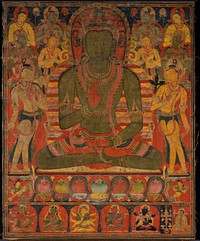 Buddha Amoghasiddhi with Eight Bodhisattvas, Central Tibet