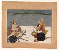 Prince Padam Singh of Bikaner with His Bard Gordhar on a Terrace at Night, attributed to Bhavani Das