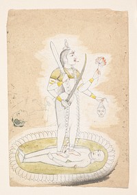 Sketch with Kali and a Young Boy, India (Punjab Hills, Kangra)