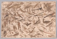 Studies of Birds (recto); Village Scene with Skaters (verso) by Albert Flamen