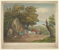 Wooded Landscape with Two Country Carts and Figures by Thomas Gainsborough, republished by John & Josiah Boydell