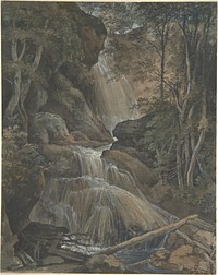 A Waterfall in a Forest at Langhennersdorf 