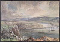 Foilhummerum Bay, Valentia, Looking from Cromwell Fort: The Caroline and Boats Laying the Earth Wire, July 21st, 1865 by Robert Charles Dudley