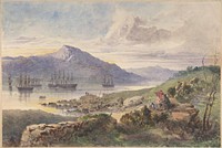 The Heights over Foilhummerum Bay, Valentia, the William Corey Heading Seawards, Laying the Shore-end of the Atlantic Telegraph Cable, July 7th, 1866 by Robert Charles Dudley