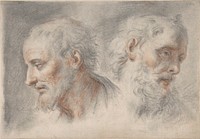 Two Studies of Bearded Men; verso: Studies after Antique Sculpture by Bartholomaeus Ignaz Weiss