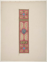 Design for the painted decoration of a wall of ceiling panel monogrammed "CA" by Jules Lachaise and Eugène Pierre Gourdet