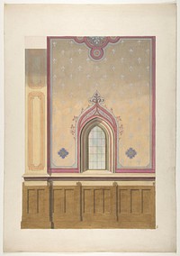 Design for the painted decoration of a wall pierced by an arched window by Jules Edmond Charles Lachaise and Eugène Pierre Gourdet