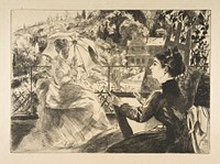 La Terrasse de la Villa Brancas by Félix Bracquemond