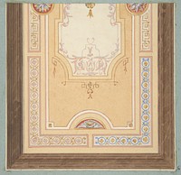 Design for the painted decoration of a ceiling in with strapwork and rinceaux by Jules Edmond Charles Lachaise and Eugène Pierre Gourdet