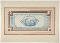 Design for the decoration of a ceiling with a Chinese blue and white design by Jules Edmond Charles Lachaise and Eugène Pierre Gourdet