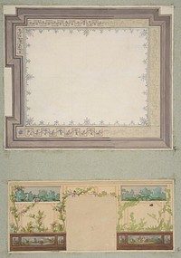 Designs for the ceiling and wall of a room decorated with waterbirds and flowering vines by Jules Edmond Charles Lachaise and Eugène Pierre Gourdet