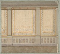 Design for decoration of a wall with painted panels separated by pilasters by Jules Edmond Charles Lachaise and Eugène Pierre Gourdet