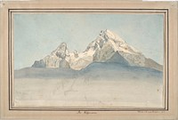 The Watzmann seen from the North-East, and Some Sketches of a Mountain; verso: Sketch of the Church of Sankt Bartholomä at the Königsee at the foot of the Watzmann Seen from the East 