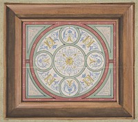 Design for painted decoration of a ceiling incorporating interwined initials: DD by Jules Lachaise and Eugène Pierre Gourdet