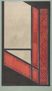 Design for the painted decoration in the Chinese style for the stairway of the house offered by the Empress to the duc de Mouchy on the occasion of his marriage by Jules Edmond Charles Lachaise and Eugène Pierre Gourdet