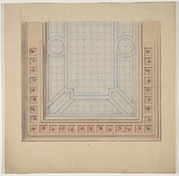 Partial design for ceiling with a border of flowers by Jules Edmond Charles Lachaise and Eugène Pierre Gourdet