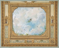 Design for a ceiling decorated with clouds and birds by Jules Lachaise and Eugène Pierre Gourdet