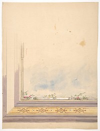 Design for a ceiling painted with clouds and flowering vines by Jules-Edmond-Charles Lachaise and Eugène-Pierre Gourdet