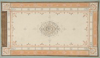 Design for the decoration of a ceiling with filagree borders and a central medallion by Jules Edmond Charles Lachaise and Eugène Pierre Gourdet