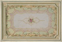 Design for the painted decoration of a ceiling with a trompe l'oeil canopy and roses by Jules Edmond Charles Lachaise and Eugène Pierre Gourdet