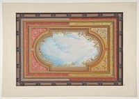 Design for a ceiling painted with trompe l'oeil clouds by Jules-Edmond-Charles Lachaise and Eugène-Pierre Gourdet