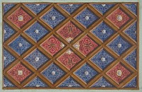 Design for a coffered ceiling with painted initials:  SRI (?) by Jules-Edmond-Charles Lachaise and Eugène-Pierre Gourdet