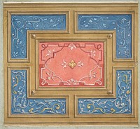 Design for a coffered ceiling with painted panels by Jules Lachaise and Eugène Pierre Gourdet