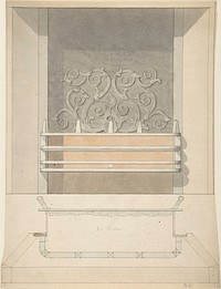 Design for Cast-iron Grate with Green Metal Surround by Benjamin Dean Wyatt