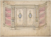 Cabinet Design with Doors Adorned with Porcelain Plaques, Anonymous, British, 19th century