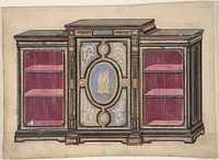 Cabinet Design with Renaissance style Ornament and Red Interior, Anonymous, British, 19th century