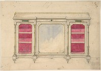 Cabinet Design with a Mirrored Front and Red Shelves, Anonymous, British, 19th century