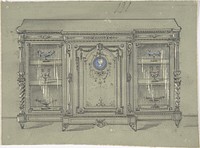 Design for a Cabinet with Glass Doors and a Porcelain Plaque