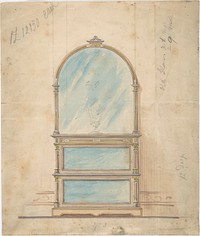 Design for a Mirror-fronted Cabinet Topped with a Mirror, Anonymous, British, 19th century