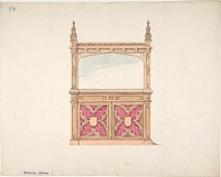 Design for Gothic Style Cabinet with Mirror, Anonymous, British, 19th century