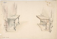 Designs for Two Marble Pier Tables with Draperies, Anonymous, British, 19th century