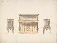 Design for a Mirrored Cabinet and Two Chairs, Anonymous, British, 19th century