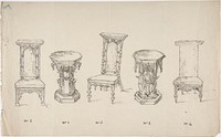 Design for Three Low Chairs and Two Pedestal Tables