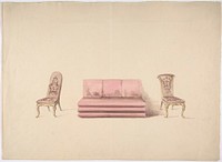 Design for a Pink Sofa and Two Mauve Chairs, Anonymous, British, 19th century