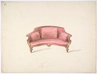 Design for a Curved-back Sofa Upholstered in Red