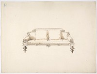 Design for a Sofa with Two Loose Cushions, Anonymous, British, 19th century