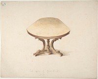 Design for a Dining Table, with Carved Pedestal-style Leg