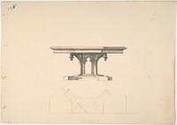 Design for an Octagonal Gothic Pedestal Table: Elevation and Plan, Anonymous, British, 19th century