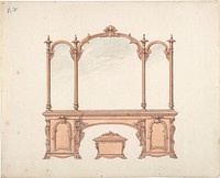 Design for a Mirrored Sideboard with Rococo Ornament, and Casket, Anonymous, British, 19th century