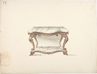 Design for a Marble Topped Table with a Marble Shelf, Anonymous, British, 19th century