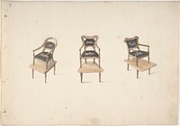 Design for Three Small Elevated Armchairs, Anonymous, British, 19th century