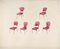 Design for Six Chairs with Scarlet Upholstery (verso: Sketch for Sofa), Anonymous, British, 19th century