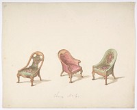 Design for Three Tub Chairs, Anonymous, British, 19th century