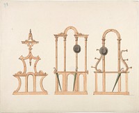 Design for Three Hat and Umbrella Stands, Anonymous, British, 19th century